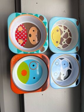 Kids Animal Snack Bowls - Blue, Orange, Brown, Yellow - Cute Cartoon Set